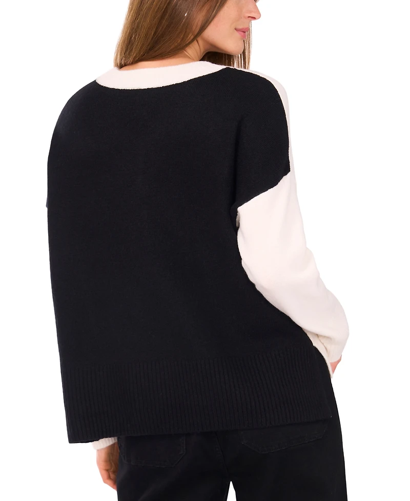 Vince Camuto Women's Colorblocked Drop-Shoulder Sweater