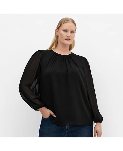 City Chic Women's Kelly Sheer Sleeve Top