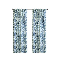 Habitat Jacobean Garden Jacobean Print Design Light Filtering Dual Header Curtain Panel 52" x 84" Blue
