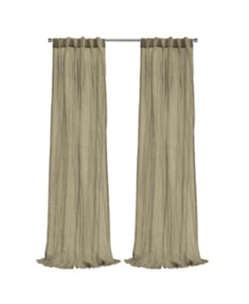 Habitat 100 Polyester Paloma Sheer Broomstick Crushed Solid Dual Header Curtain Panel 52 X22 X 63 X22 Khaki
