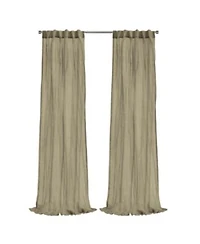 Habitat 100 Polyester Paloma Sheer Broomstick Crushed Solid Dual Header Curtain Panel 52 X22 X 63 X22 Khaki