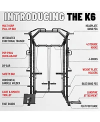 Mikolo Power Cage with Cable Crossover & Lat Pulldown System, 1500LB Home Gym Rack (Red)