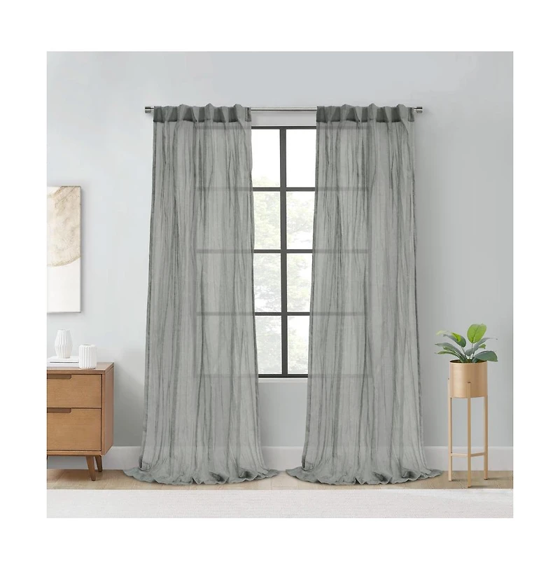 Habitat Paloma Sheer Dual Header Stylish and Functional Curtain Panel 52" x 108" Grey