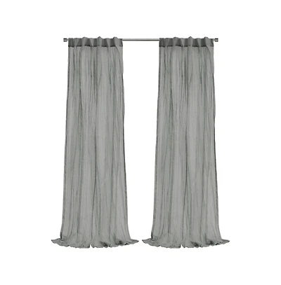 Habitat Paloma Sheer Dual Header Stylish and Functional Curtain Panel 52" x 84" Grey