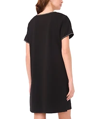 Msk Petite Stud Detail Short Sleeves Shift Dress