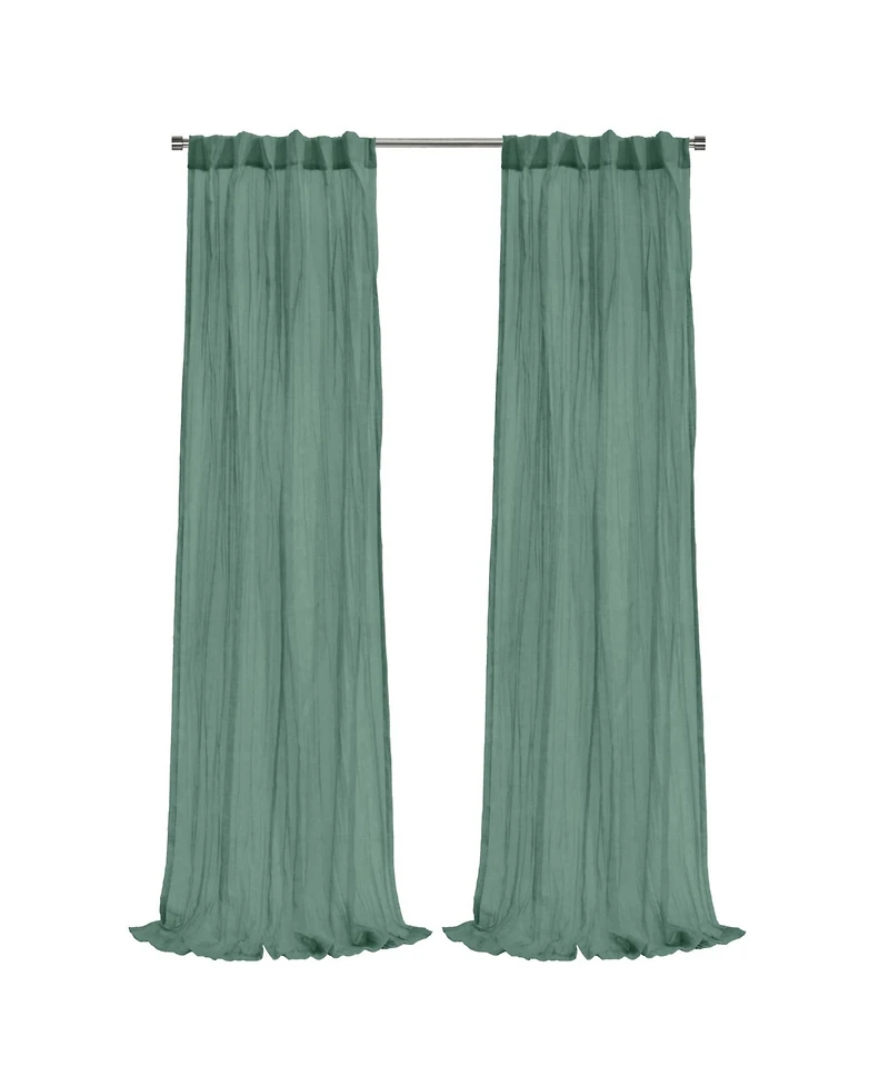Habitat 100% Polyester Paloma Sheer Broomstick Crushed Solid Dual Header Curtain Panel 52" x 95" Sage