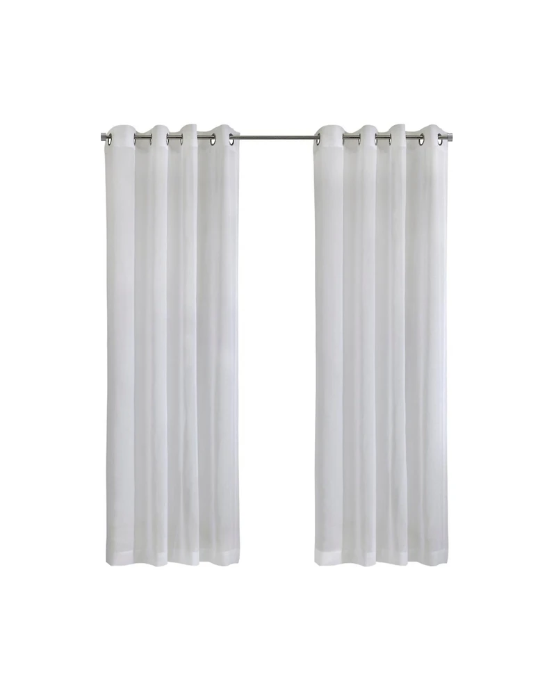 Habitat 100% Polyester Daphne Sheer Grommet Faux Linen Solid Curtain Panel 52" x 63" White