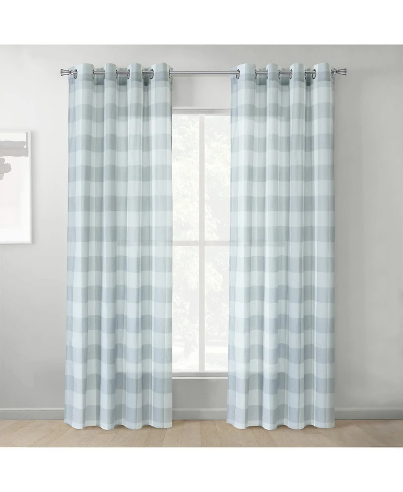 Habitat 100% Polyester Genesis Light Filtering Plaid Woven Grommet Curtain Panel 52" x 95" Grey