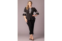 Kiyonna Plus Chateau Lace Trim Peplum Top