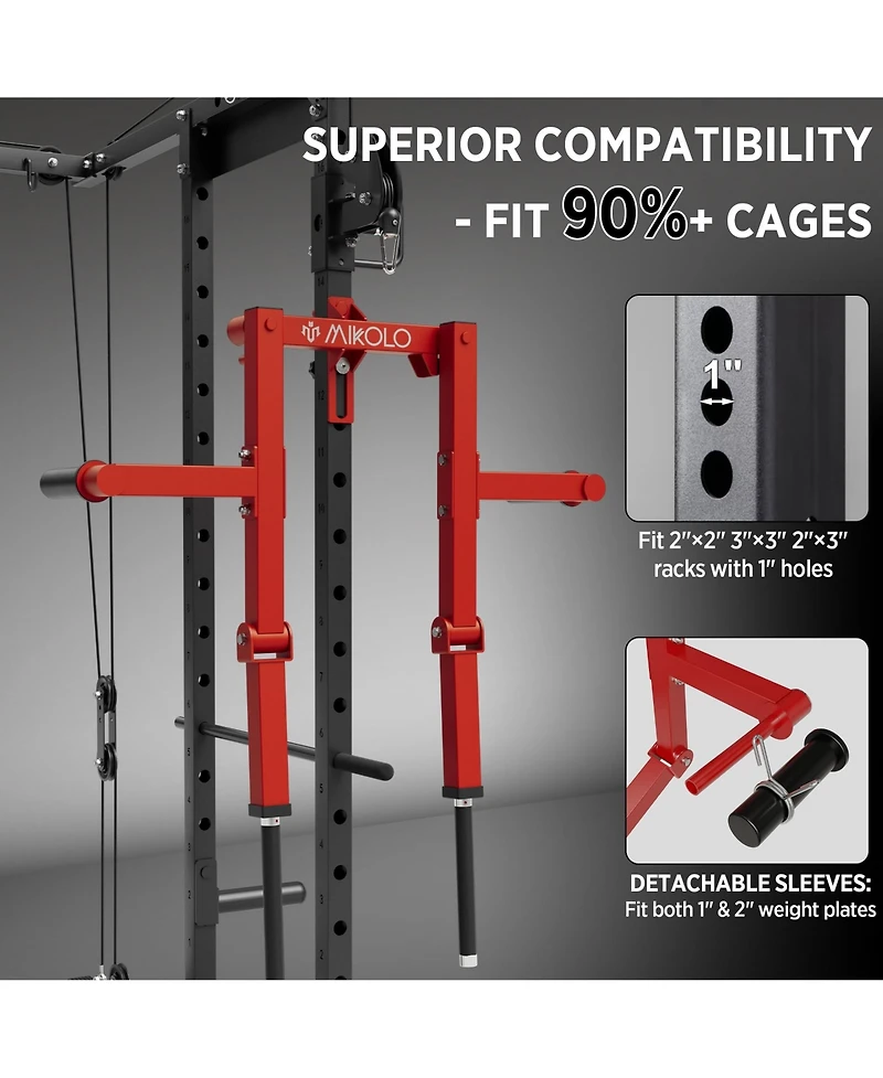 Mikolo Lateral Raise Machine for Squat Rack - Deltoid Trainer with 1" Hole Compatibility