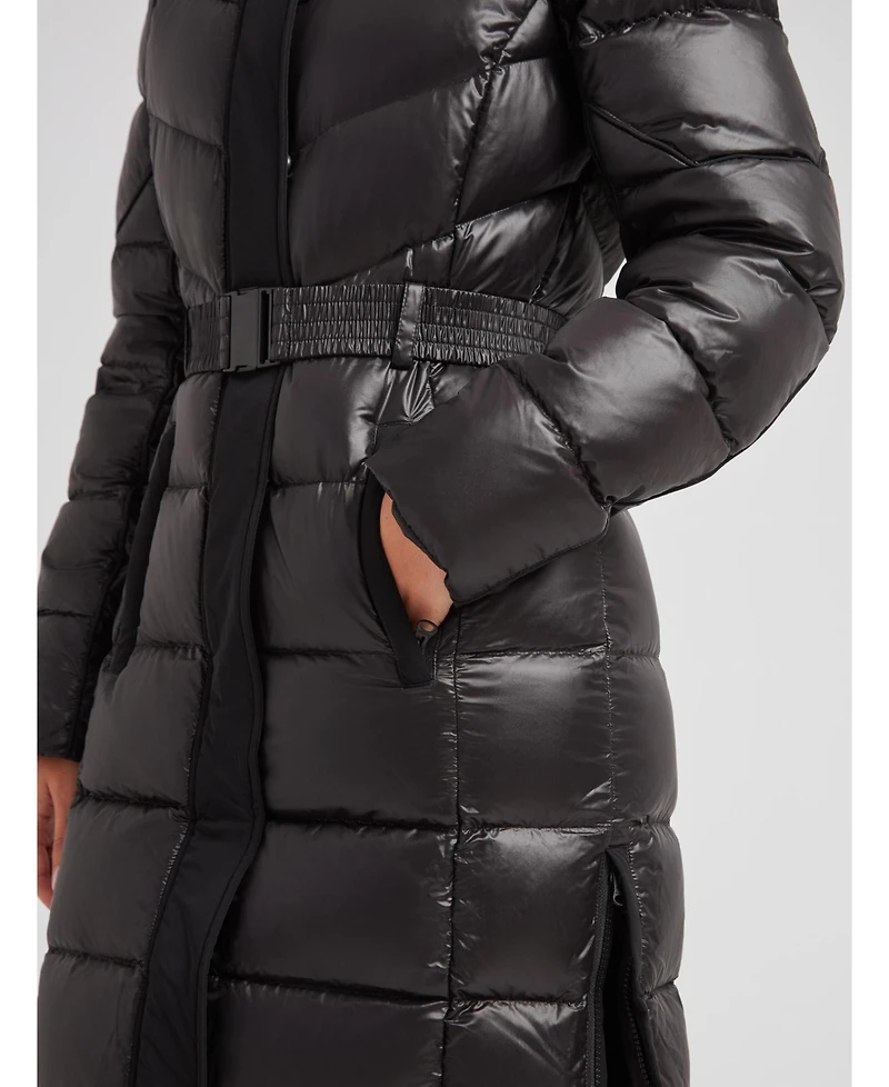 JACK1T Women's Diamond Belted Extra Long Down Coat