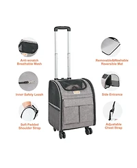 Rolling Pet Carrier Backpack with Removable Wheels for Under 18LBS Dog and Cat Travel Carrier Airline Approved for Small Dogs and Medium Cats