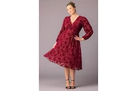 Kiyonna Plus Melanie Long Sleeve Mesh Midi Cocktail Dress