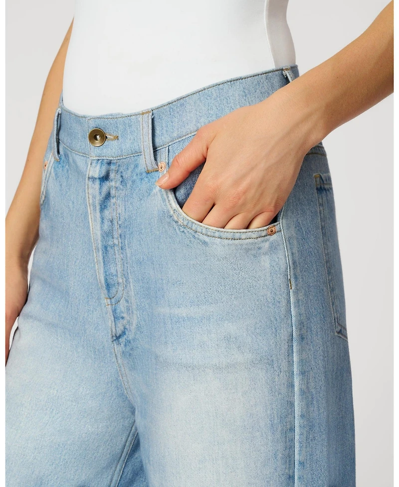 Cable & Gauge Women's Printed Denim Soft Wide Leg Pant