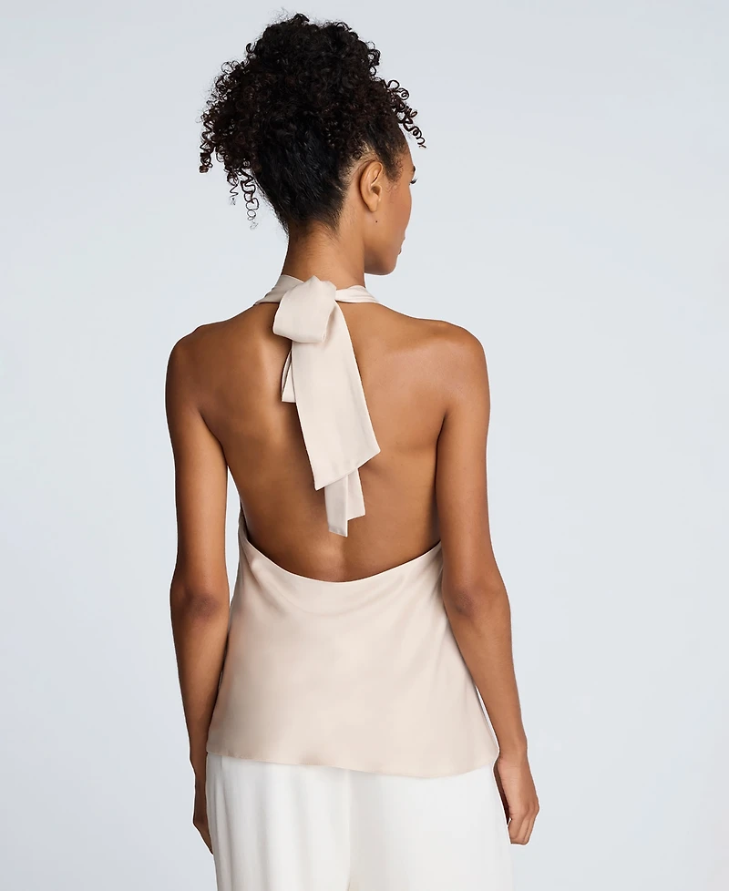 Kenneth Cole Women's Satin Crossover Halter Blouse