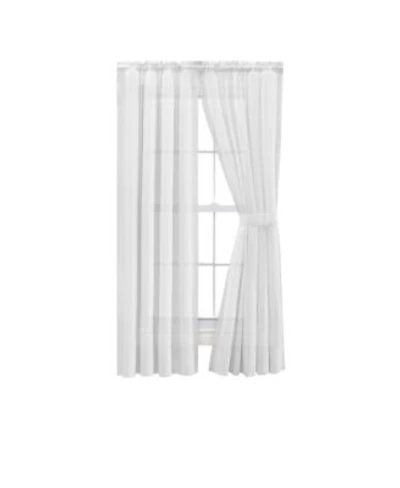Ellis Curtain Shadow Stripe Tailored Curtain Panel Pair For Windows With Ties 80 X22 X 84 X22 White