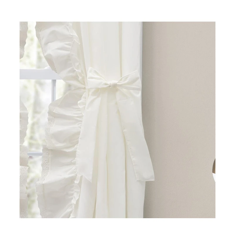 Ellis Curtain Madelyn Ruffled Victorian Priscillas 1.5" Rod Pocket Curtain Panel 100" x 72" Natural