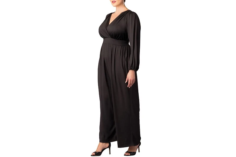 Kiyonna Plus Brigitte Long Sleeve Wide Leg Jumpsuit