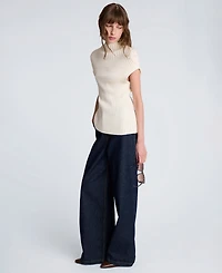 Kenneth Cole Women's Asymmetric Rib Mock Neck Sweater