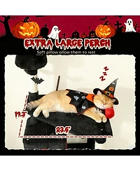 PawHut Gothic Cat Tree, 78" Cat Tower with Coffin Bed, Halloween