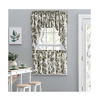 Ellis Curtain Madison Floral Design Printed Natural Ground 1.5" Rod Pocket Tailored Valance 58" x 15" Blue
