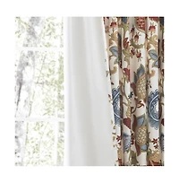 Ellis Cambridge Lined Jacquard Pinch Pleat Jacobean Floral Print Multicolor Drapery 2-Piece Curtain Panels
