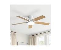 42-inch Modern Minimalist White 5-Blade Ceiling Fans with Led Lights and Remote Control