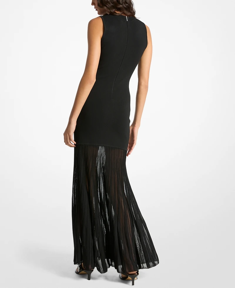 Michael Kors Women's Mock Neck Sheer Maxi Dress