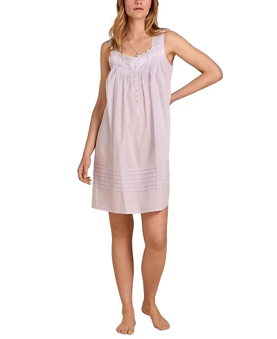 Eileen West Women's Striped Swiss Dot Sleeveless Chemise