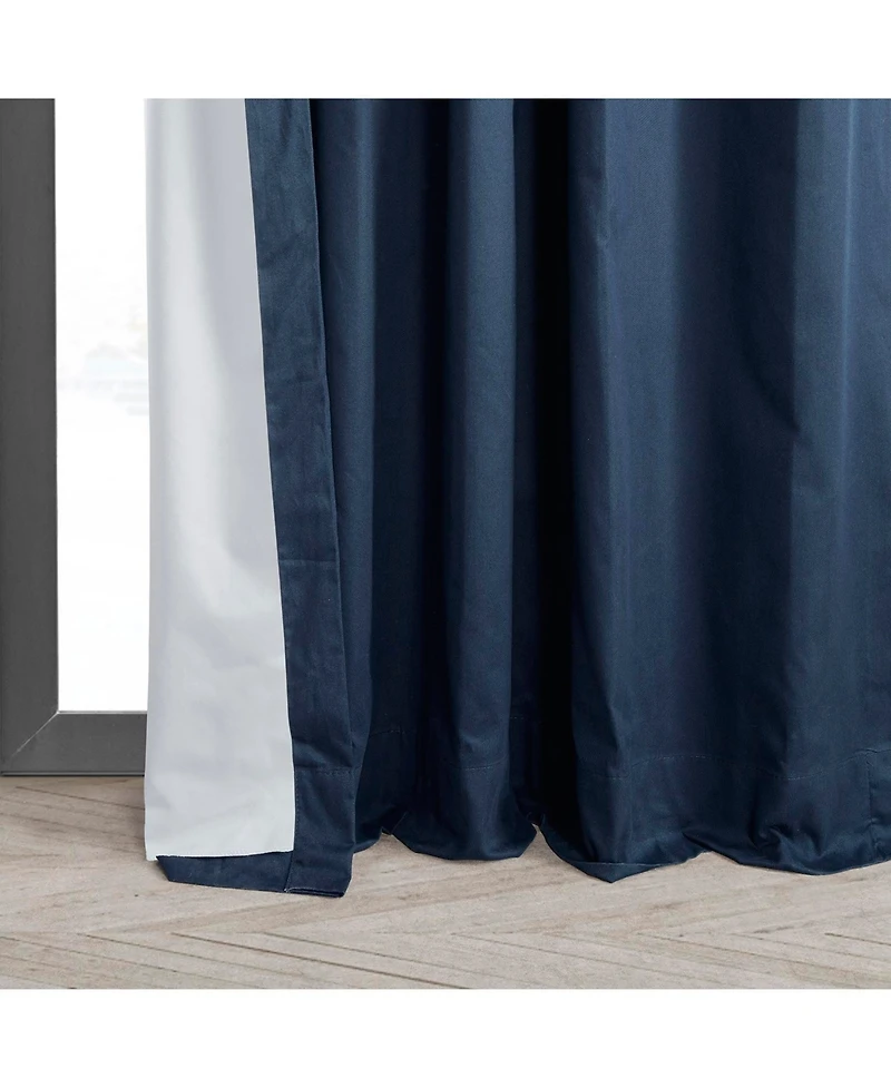 Half Price Drapes Dark Blue Solid Cotton Hotel Blackout Curtain