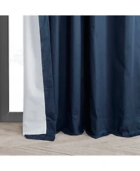 Half Price Drapes Dark Blue Solid Cotton Hotel Blackout Curtain