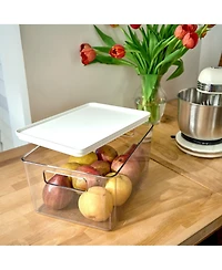 iDesign Pantry Bin with Removable Lid for Kitchen, Set of 6, Clear/White