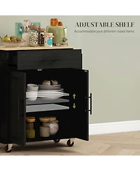 Homcom Kitchen Island with Storage and Power Outlets, Rolling, White