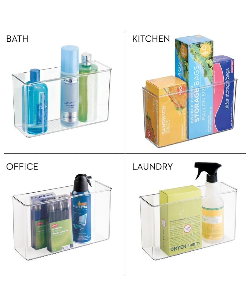 iDesign Adhesive Organizer Bin for Kitchen - Set of 4 - Clear