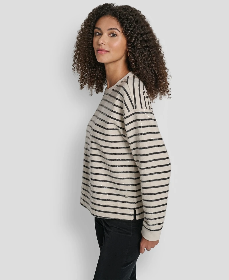 Dkny Jeans Women's Striped Long-Sleeve Sweatshirt