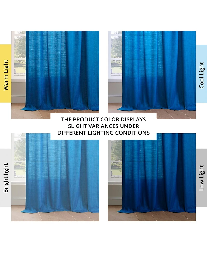 Rustic Weave Linen Curtains (2 Panels) Sheer Window Panel Set, Rod Pocket Curtains