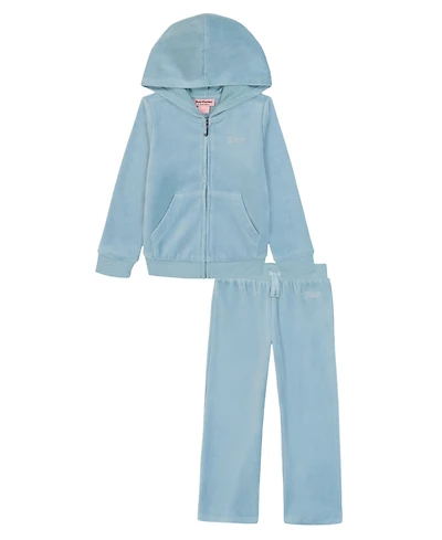 Juicy Couture Girls Toddler 2T-4T 2-Piece Velour Full Zip Hoodie and Jogger Pants Set
