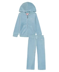 Juicy Couture Girls Toddler 2T-4T 2-Piece Velour Full Zip Hoodie and Jogger Pants Set