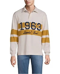 Lands' End Men's Long Sleeve Rugged Rugby Embroidered Polo