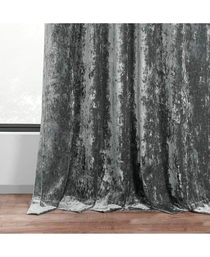 Half Price Drapes Stone Grey Lush Crush Velvet Room Darkening Curtain