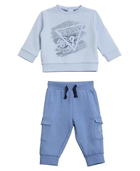 Guess Baby Boys 2-Piece Long-Sleeve Sweatshirt and Cargo Sweatpants Set