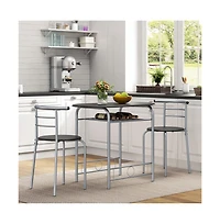 Modern Metal Dining Set for 2 with 1 Table & Chairs Drift Brown