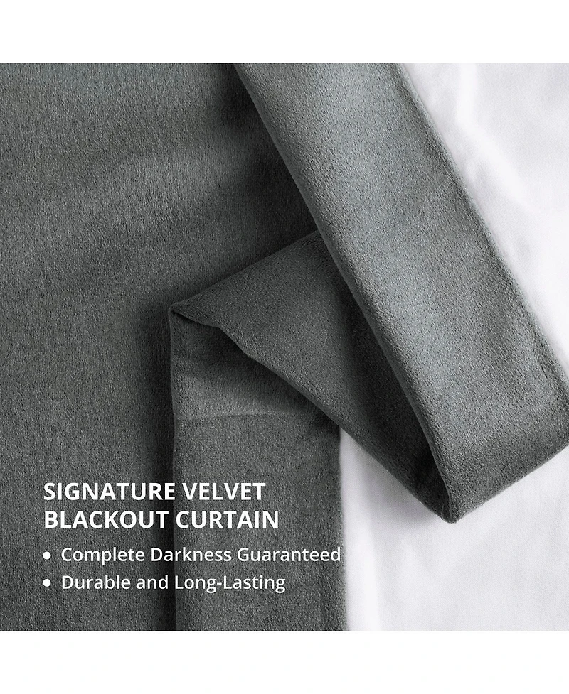 Half Price Drapes Natural Grey Signature Velvet Blackout Curtain