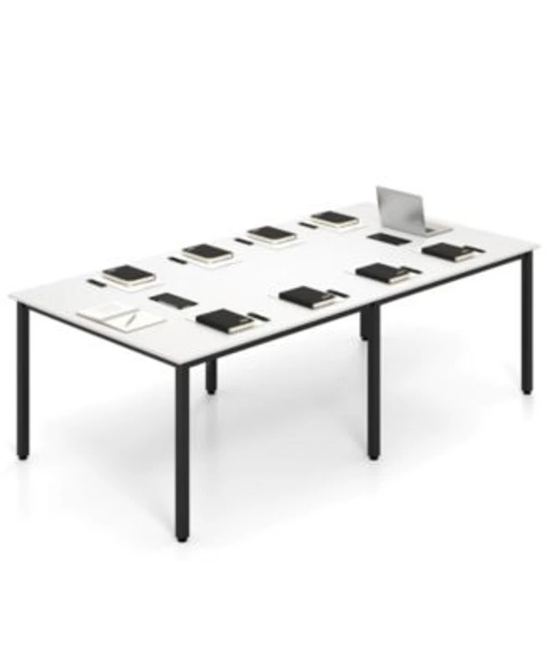 Costway 95 X22 X 48 X22 Large Meeting Table Seats Up To 10 People 2 Cable Grommets For Office