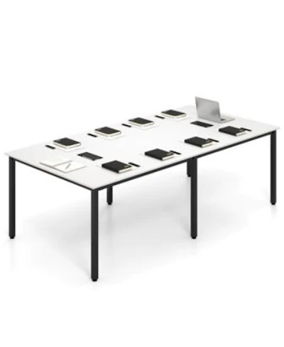 Costway 95 X22 X 48 X22 Large Meeting Table Seats Up To 10 People 2 Cable Grommets For Office