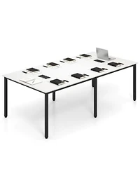 Costway 95 X22 X 48 X22 Large Meeting Table Seats Up To 10 People 2 Cable Grommets For Office