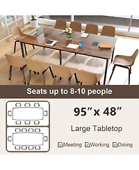 Costway 95" x 48" Large Meeting Table Seats up to 10 People 2 Cable Grommets for Office