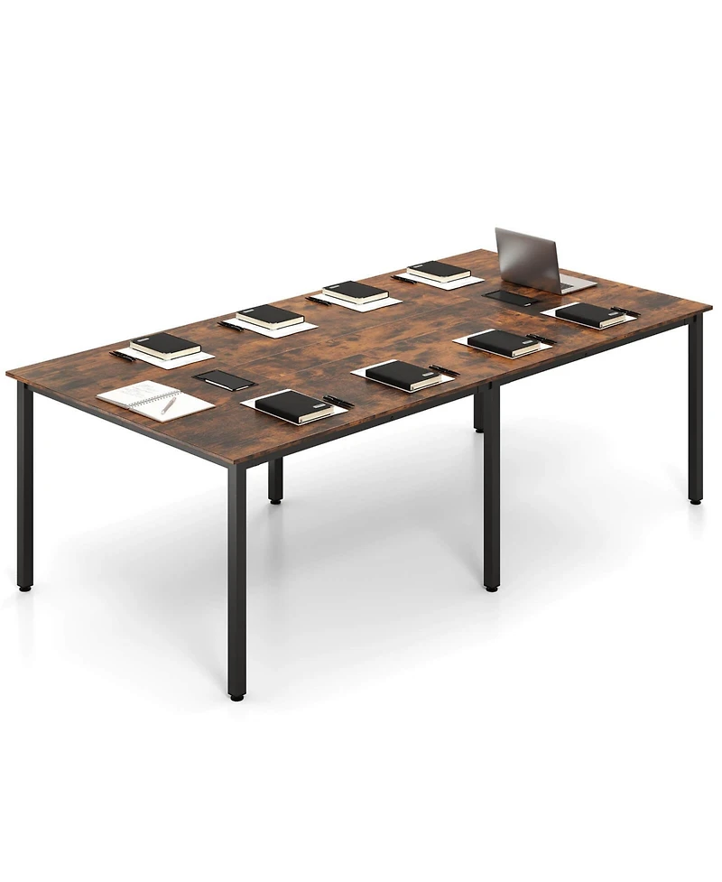 Costway 95" x 48" Large Meeting Table Seats up to 10 People 2 Cable Grommets for Office