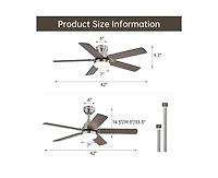 42-inch Modern Minimalist Sand Nickel 5-Blade Ceiling Fans with Led Lights and Remote Control