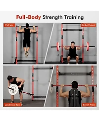Mikolo 2" x 2" Folding Wall Mounted Squat Rack, 1000 Pounds Capacity Power Rack w/Pull Up Bar, J Hooks and Other Attachments, Space-Saving Home Gym